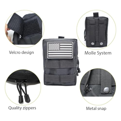 2 Pack Small Molle Pouches - Tactical Compact Water-Resistant EDC Pouch Bag Utility Belt Pouch Waist Pack Bag - color: PinkPink