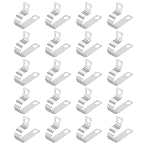 HARFINGTON 20pcs Metal Wire Clamp 11/16" Inch (18mm) R-Type Cable Clip 304 Stainless Steel Conduit Cable Clamp Cord Fastener Holder Strap Clip for Industrial Household Installation Pipe Wire - size: 11/16" (18mm)