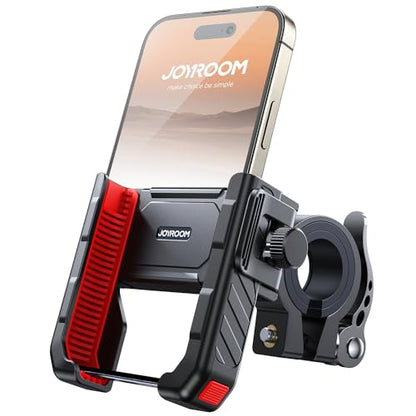JOYROOM Motorcycle Bike Phone Mount Holder - Bicycle Handlebar Cell Phone Holder - Stroller Scooter Phone Clip for iPhone Samsung Galaxy 4.7''-7'' Smartphones - color: Red