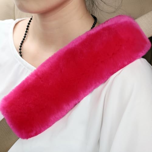 Soft & Cozy Australian Sheepskin Car Seat Belt Covers,2 Pack Fluffy Seatbelt Pads, Genunie Sheepskin Fur Shoulder Straps Cushions for Adults Kids Women and Men (Korea Red) - color: Korea Red