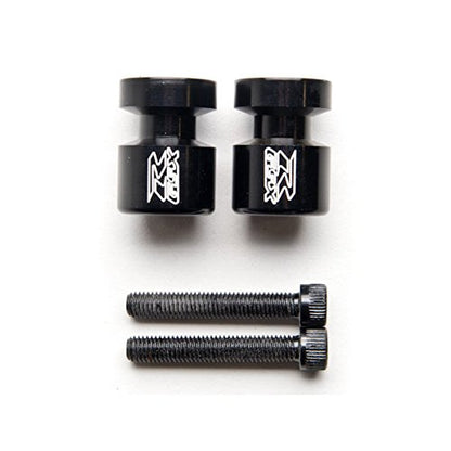 Black "GSXR" Engraved Swingarm Spools Sliders - Compatible with Suzuki GSXR 600 750 1000 Hayabusa and More! (1989-2013)