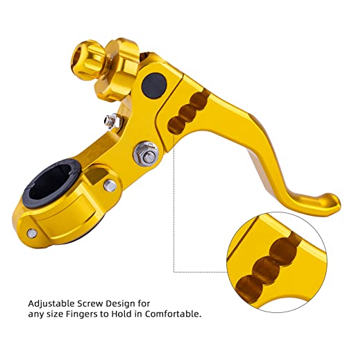 7/8‘’ 22mm Universal Motorcycle CNC Short Stunt Clutch Lever Aluminum Alloy Clutch Handlebar Compatible with Most Motorcycles Dirt Bike-Gold - color: Gold