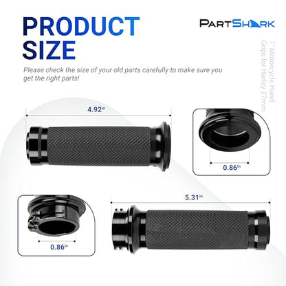 1"/25mm Hand Grips - Compatible with Harley Sportster 883 1200 Honda Yamaha Suzuki Kawasaki Cruiser Motorcycle Bobber Chopper Nonslip Comfortable Durable Throttle Grip Handlebars