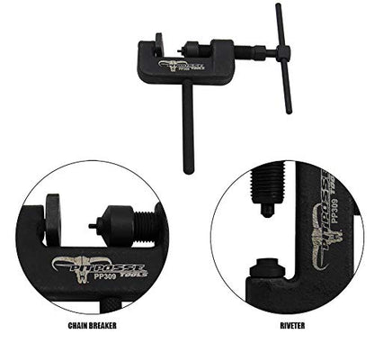 Pit Posse PP309 Chain Breaker and Riveting Tool - 16-Piece Motorcycle Chain Cutter Tool Kit - User-Friendly & Practical - Premium Quality Sturdy Design - Includes Carrying Case