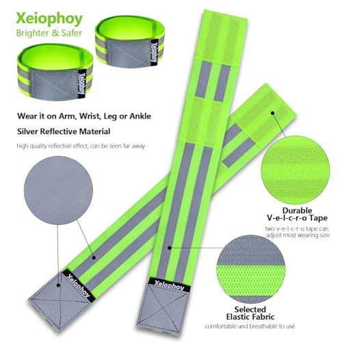 Reflective Band for Night Running Walking, 6 PCS Premium Reflective Bands for Arm/Wrist/Ankle/Leg, High Visibility Reflective Running Gear Adjustable for Men and Women