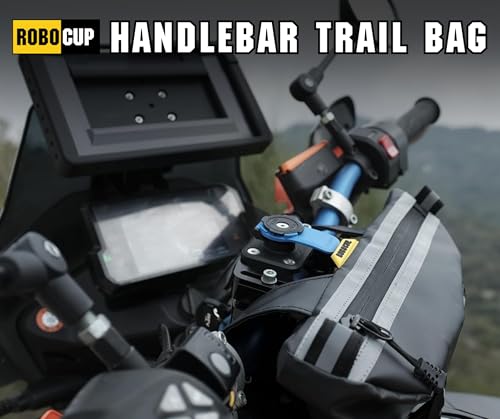 ROBOCUP Handlebar Trail Bag for Adventure Motorcycles, Dirt Bikes, ATV, eBikes | 2L Storage for Tools, Phone, Keys, Snacks | Heavy Duty Water Resistant PVC Material, Glove-Friendly Waterproof Zippers