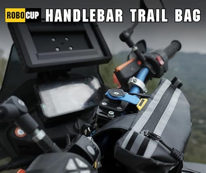 ROBOCUP Handlebar Trail Bag for Adventure Motorcycles, Dirt Bikes, ATV, eBikes | 2L Storage for Tools, Phone, Keys, Snacks | Heavy Duty Water Resistant PVC Material, Glove-Friendly Waterproof Zippers
