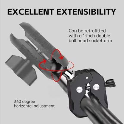 1'' Ball Clamp Handlebar Mount Base with Claw for Handlebar Rail 0.7'' to 1.5'' in Diameter, Compatible with RAM Mounts B Size 1 Inch Ball Double Socket Arm and Bicycle Phone Holder (Black-1)