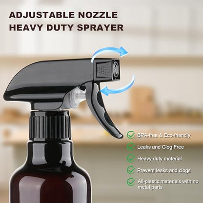 Spray Bottles 12oz Plastic Spray Bottle for Hair Mist/Stream Heavy Duty Empty Spray Bottles for Cleaning Solutions, Plants (12oz-Brown) - color: 12oz-Brown
