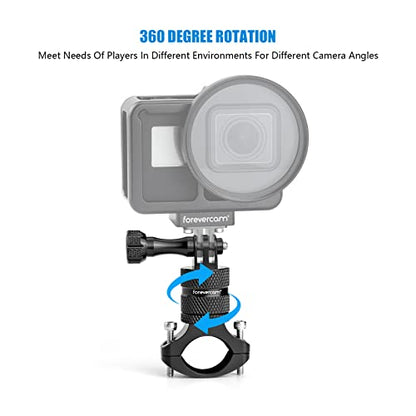 Forevercam Bike Handlebar Mount for Gopro Hero 13 12 11 10 9 8 DJI Osmo Insta360 AKASO and Other Action Camera Aluminum Motorcycle Handlebar Mount 360°Rotation