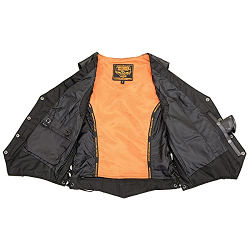 Milwaukee Leather Women's V-Neck Distress Grey Premium Leather Motorcycle Rider Vest w/Side Laces MLL4531 - color: Ml1255-black, size: XX-Large