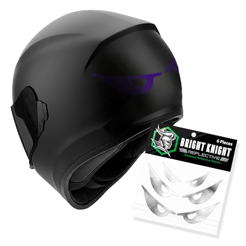 Bright Knight Decals Reflective Evil Eye Stickers, 6" x 3" Purple Evil Eye Motorcycle Decals & Graphics for Bike & Motorcycle Helmet Stickers, Made in USA, 3 Pairs - color: Purple
