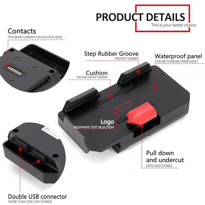The New GPS Mobile Phone Motorcycle Navigation Bracket Wireless Charging Support with Two USB Ports for R1200GS/ADV F800GS ADV F700GS/ADV R1250GS/ADV CRF1000L F850GS ADV S1000XR F900R