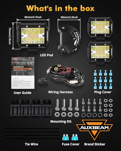 Auxbeam 6 Modes Amber White Series, 4 Packs LED Pod Lights Flash Strobe Warning Multi-Function, 4" 240W Spot Flood Combo LED Offroad Lights, for 4x4 4WD Truck Car Jeep Wrangler - color: 4 Packs of 4"