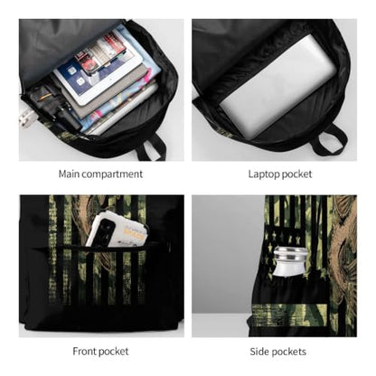 Camo Fish Backpack Bookbag Laptop Backpacks Multipurpose Daypack for Boys Girls School Men Women Travel Hiking - color: Camo Flag
