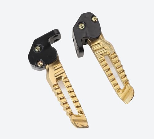 Mokuo Motorcycle Floding Footpegs in Aluminum Alloy Material Compatible with Yamaha Zuma Bws 125cc 2021+,Chinese Scooter Tank 150cc,1 Pair Footrest,Gold Color - color: Gold