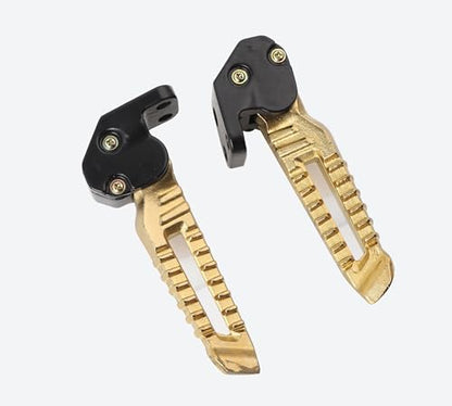 Mokuo Motorcycle Floding Footpegs in Aluminum Alloy Material Compatible with Yamaha Zuma Bws 125cc 2021+,Chinese Scooter Tank 150cc,1 Pair Footrest,Gold Color - color: Gold