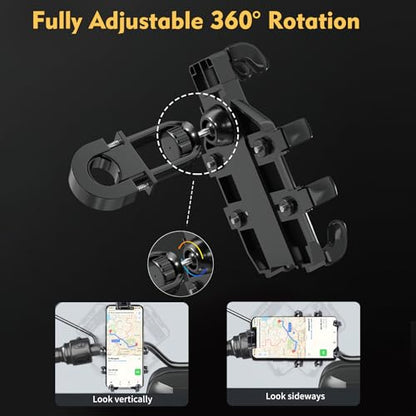 Bike Phone Holder Handlebar, Motorcycle Phone Holder, Bike Phone Mount, Bike Accessories, Anti-Shake&Camera Friendly, Compatible with iPhone, Samsung and All 4.7" to 7.2" Smartphones