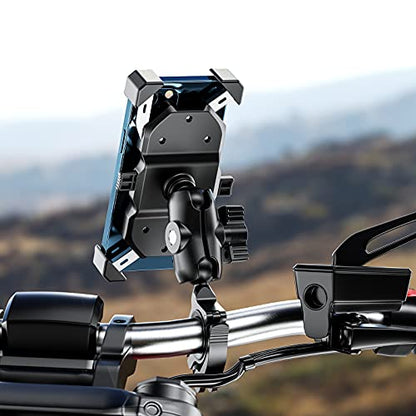 BRCOVAN Aluminum Alloy Handlebar Clamp Mount Base with 1'' TPU Ball | for Rail 0.5'' 0.87'' 1'' 1.125'' 1.26'' in Diameter, Fit for RAM Mounts B Size 1 Inch Ball Double Socket Arm, Tool-Less - style: R18-Set of 1