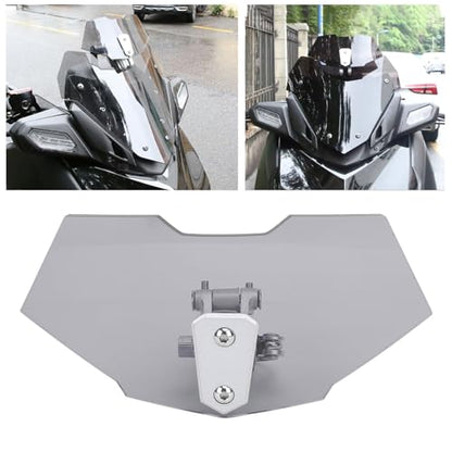 Motorcycle Windscreeb Extension, Wind Deflector Windscreen Extension for Motorbike, Windscreeb Acrylic Heightened Adjustable Clip On (Smoky Gray) - size: Smoky Gray