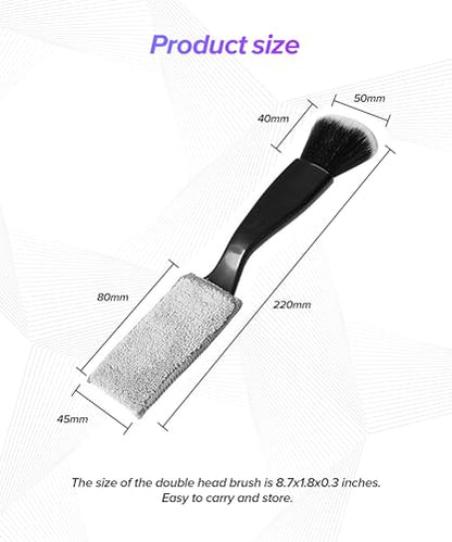 Car Detailing Brush,Car Accessories Double Head Brush for Detailing Interior,Soft Autobrush,Automotive Cleaning Brushes,Used for Washing Exterior Emblems,Leather Seats,Plastic Door Panels