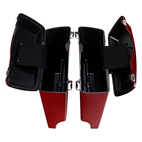 XMT-MOTO Stretched Hard Saddlebags Saddle bags Fit for Harley 1994-2013 Touring models road glide road king ultra street glide electra glide and 1984-2017 Softail models Red - color: Red, size: Stretched