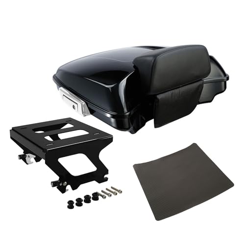 TCT-MOTORPARTS 5.5" Razor Motorcycle Trunk Luggage w/Backrest Mount Rack Fit for Harley 2018-2025 Sport Glide 2020-2025 Low Rider S - color: Style #4