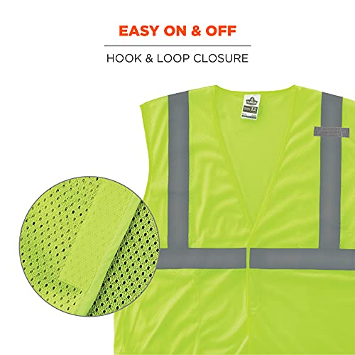 Ergodyne GloWear Economy High Visibility Reflective Safety Vest, Hook & Loop Closure - color: Lime, size: X-Large
