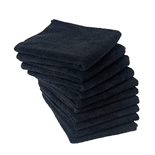 Eurow Microfiber Salon Towels – Bleachproof, Ultra Absorbent & Quick Drying – Soft, Lightweight & Durable for Hair Styling, Beauty, Barber & Spa Use, 16 x 29 Inches, 10-Pack, Black - color: Black, size: 16x29 Inch (Pack of 10)