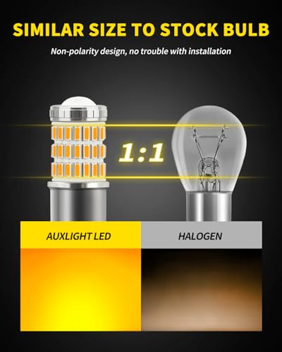 AUXLIGHT 2057 1157 2357 7528 2057A 1157A 2357A LED Bulbs Amber Yellow, Ultra Bright 60-SMD LED Replacement for Blinker Lights, Turn Signal/Parking or Running Lights, Brake/Tail Lights (Pack of 2) - color: Amber Yellow
