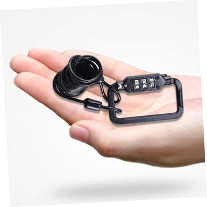 ABOOFAN Bike Helmet Lock Cable with Combination Code Security, Lightweight Alloy Spring Steel Wire for Motorcycle and Bicycle, Portable Outdoor Safety Helmet Lock in Black