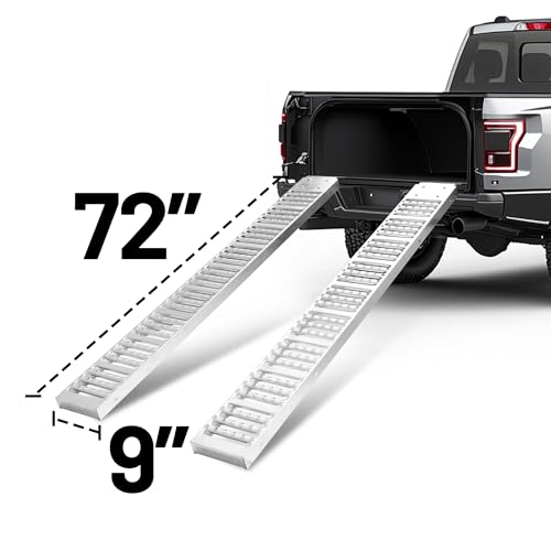 Rockland 72" x 9" Steel Truck Ramps, 1000 LBS Capacity, Portable Trailer Ramps for Motorcycles, Ebikes, Dirtbikes and ATVs, Heavy Duty Loading Ramps Ideal for Trailer Pickup Truck, 2 Pcs - size: Steel Loading Ramp+1000LBS+72"x9"