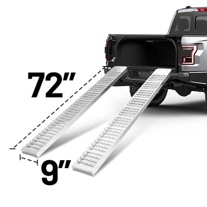 Rockland 72" x 9" Steel Truck Ramps, 1000 LBS Capacity, Portable Trailer Ramps for Motorcycles, Ebikes, Dirtbikes and ATVs, Heavy Duty Loading Ramps Ideal for Trailer Pickup Truck, 2 Pcs - size: Steel Loading Ramp+1000LBS+72"x9"