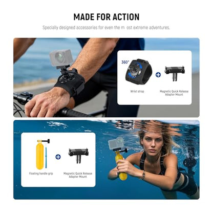 NEEWER 35 in 1 Action Camera Pro Accessories Kit Compatible with DJI Osmo Action 5 Pro 4 3 GoPro, Quick Release Adapter Mount for Diving Hiking Motorcycling Mountain Cycling Skiing Surfing Vlog, GP-51 - style: 35 in 1 Comatible with GoPro