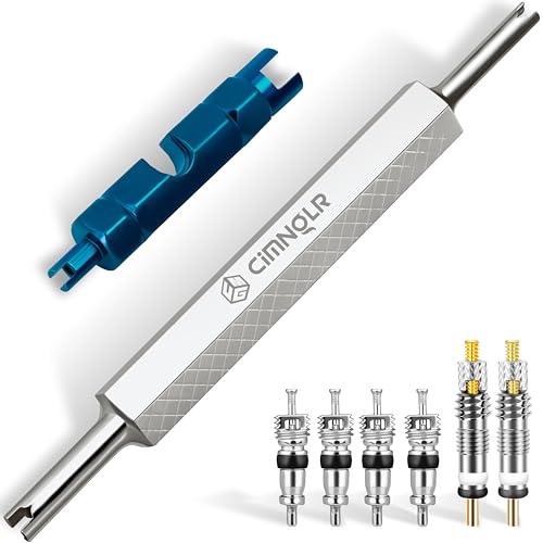 Tire Valve Stem Removal Tool Kit, Includ Presta Valve Core Removal Tool, Stainless Steel Dual Head Schrader Valve Removal Tool, 6Pcs Valve Core for Car Motorcycle Truck Bike, ect. Standard Valve Cores - color: 8 Pcs