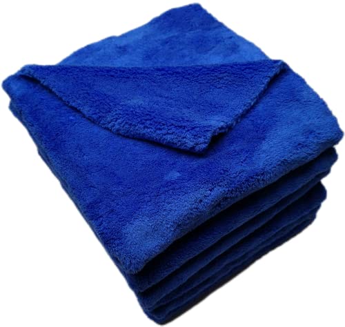 SOFTBATFY Plush Edgeless Microfiber Towel for Car, Soft Drying Wash Detailing Buffing Polishing Towel, 500 GSM 6Pack 16 x 16inches (Blue, 6Pack) - color: Blue