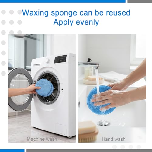 6PCS Wax Applicator Pads, 5" Microfiber Applicator Pad with Finger Pocket, Foam Buffing Pad for Car Detailing & Cleaning