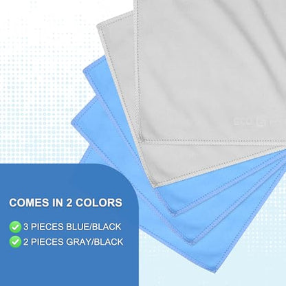 Eco-Fused Microfiber Cleaning Cloths - 5 Pack - Double-Sided Cleaning Cloths - Microfiber and Suede Cloth for Smartphones, LCD TV, Tablets, Laptop Screens, Camera Lenses (Blue & Grey - 5 Pack) - color: Blue & Grey