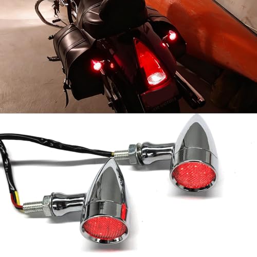 DREAMIZER 4pcs LED Motorcycle Amber Red Front Rear Brake Turn Signal Light Blinker Driving Tail Light Compatible With Sportster 883 Street bike Dirt bike Cruiser and chopper - color: Chrome