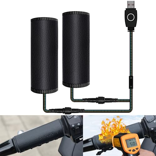 USB Motorcycle Heated Grips Covers, 5V Heating Handlebar Compatible with Harley Davidson, 3 Heat Settings & IP67 Waterproof ATV 4 Wheeler Hand Warmers - color: 5v USB