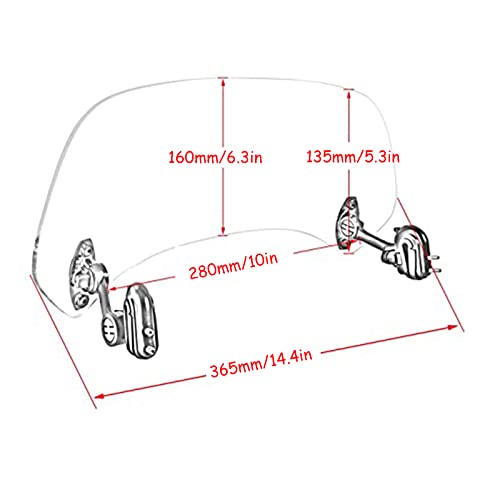 Universal Motorcycle Windshield Extension Adjustable Windscreen Spoiler Clamps for Kawasaki Yamaha Harley Suzuki Buell Ducati Aprilia(280mm Transparent) - color: 280mm transparent