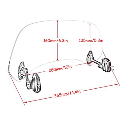 Universal Motorcycle Windshield Extension Adjustable Windscreen Spoiler Clamps for Kawasaki Yamaha Harley Suzuki Buell Ducati Aprilia(280mm Transparent) - color: 280mm transparent