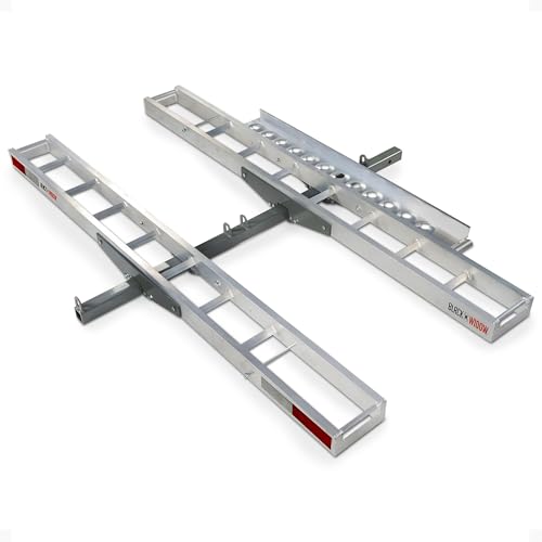 Black Widow Aluminum Dual Dirt Bike Hitch Carrier with Ramp for Truck & SUV, 600-Pound Capacity - Non-Folding Motorcycle, eBike & Fat Tire Bike Hauler, Fits 2-Inch Class III/IV Receiver - style: Two Bikes
