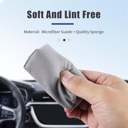 Microfiber Applicator Pad, Car Detailing Suede Sponge Applicator, 6Pcs Coating Sponge Pads for Cars, Ceramic Spray Coating, Applying Wax, Sealants & Other Conditioners-（6pcs）