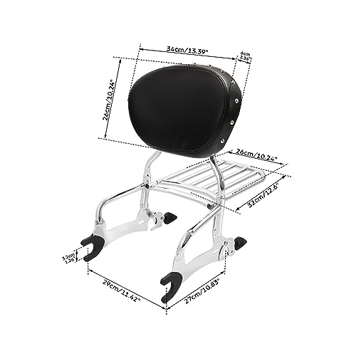 SLMOTO Motorcycle Quick Release Sissy Bar Passenger Backrest Pad Luggage Rack for Indian Chieftain Dark Horse 2016-2022 Roadmaster Classic 2017-2018 - color: Chrome Backrest + Black Sissy Bar