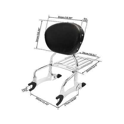 SLMOTO Motorcycle Quick Release Sissy Bar Passenger Backrest Pad Luggage Rack for Indian Chieftain Dark Horse 2016-2022 Roadmaster Classic 2017-2018 - color: Chrome Backrest + Black Sissy Bar