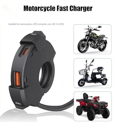 Motorcycle USB Charger for Yamaha Super Tenere 2013-2024, Dual Motorcycle Handlebar Socket, Dual Outer Port Waterproof SAE to USB Handlebar Charge for Phone, GPS