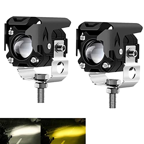 LED Pod Lights, LED off Road Lights 60W 6000lm Amber/Yellow White Dual Color Driving Fog Auxiliary Work Lights Pod for Motorcycle Truck SUV ATV E-Bike Tractor, 2 Packs