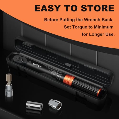 Kerry 3/8 Inch Drive Click Torque Wrench, 5-50 FT.LB/6.8-67.8 Nm, ±3% High Accuracy, Dual Range Scales, Clearly Graduated, Eeasy Read, Hardened Alumium Alloy, 72 Tooth Click Torque Wrench for Bike - size: 5-50FT.LB, style: 3/8"