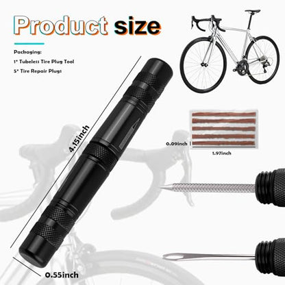 New Tire Repair Kits with 5 Tire Plugs,Dual-Ended Tubeless Bike Tires Repair Kit with Reamer & Insertion Fork,Portable Flat Tires Repairs Kit for Mountain Road Bicycle/Autos